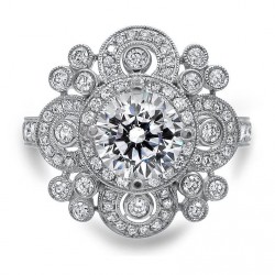 White Gold 1 2/5ct TDW Vintage Style Enhanced Diamond Engagement Ring - Handcrafted By Name My Rings™