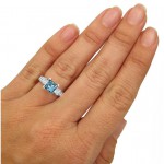 White Gold 1 3/4ct TDW Blue Princess-cut 3-stone Diamond Engagement Ring - Handcrafted By Name My Rings™