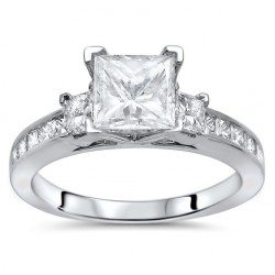White Gold 1 3/4ct TDW Enhanced Princess-cut Diamond Engagement Ring - Handcrafted By Name My Rings™