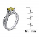 White Gold 1 3/5ct TDW Canary Yellow Princess Cut Diamond Engagement Ring - Handcrafted By Name My Rings™