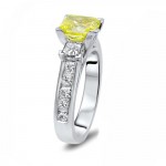 White Gold 1 4/5ct TDW Canary Yellow Princess-cut 3-stone Diamond Engagement Ring - Handcrafted By Name My Rings™