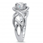 White Gold 1 ct TGW Round Moissanite Infinity Knot Engagement Ring - Handcrafted By Name My Rings™