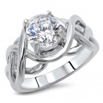 White Gold 1 ct TGW Round Moissanite Infinity Knot Engagement Ring - Handcrafted By Name My Rings™