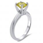 White Gold 1/2ct Round Yellow Canary Diamond Solitaire Engagement Ring - Handcrafted By Name My Rings™
