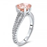 White Gold 2 1/10ct TGW Round-cut Morganite Diamond Engagement Ring - Handcrafted By Name My Rings™