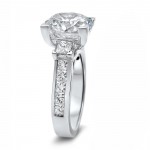 White Gold 2 3/4ct TGW Moissanite 3-stone and 1 1/10ct TDW Diamond Engagement Ring - Handcrafted By Name My Rings™