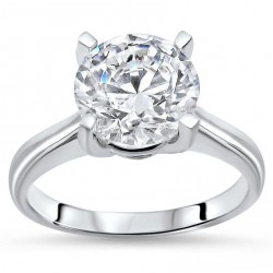 White Gold 2 7/8ct TGW Round Moissanite Solitaire Engagement Ring - Handcrafted By Name My Rings™