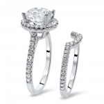 White Gold 2ct TGW Round Moissanite and 1/2ct TDW Diamond Bridal Set - Handcrafted By Name My Rings™