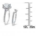 White Gold 2ct TGW Round Moissanite and 1/2ct TDW Diamond Bridal Set - Handcrafted By Name My Rings™
