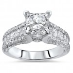 White Gold 3 1/3ct TDW Enhanced Princess-cut Diamond 2-piece Bridal Set - Handcrafted By Name My Rings™