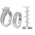 White Gold 3 1/3ct TDW Enhanced Princess-cut Diamond 2-piece Bridal Set - Handcrafted By Name My Rings™