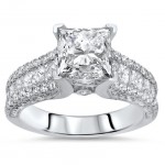 White Gold 3 7/8ct TDW Enhanced Princess-cut Diamond 2-piece Bridal Set - Handcrafted By Name My Rings™