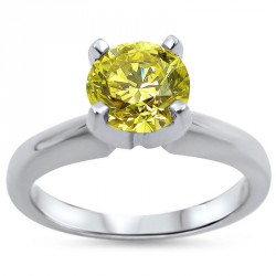 White Gold 3/4ct Round Yellow Canary Diamond Solitaire Engagement Ring - Handcrafted By Name My Rings™