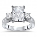 White Gold Moissanite and 1 3/5ct TDW Diamond Engagement Ring Set - Handcrafted By Name My Rings™