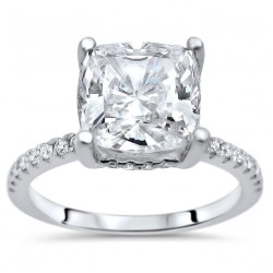 White Gold Moissanite and 1/4ct TDW White Diamond Engagement Ring - Handcrafted By Name My Rings™