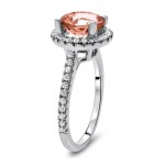 White Gold Morganite and 1/3ct TDW Diamond Engagement Ring - Handcrafted By Name My Rings™