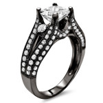 Black Gold 2 ct TDW Princess-cut Enhanced Diamond Engagement Ring - Handcrafted By Name My Rings™