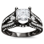 Black Gold 2 ct TDW Princess-cut Enhanced Diamond Engagement Ring - Handcrafted By Name My Rings™