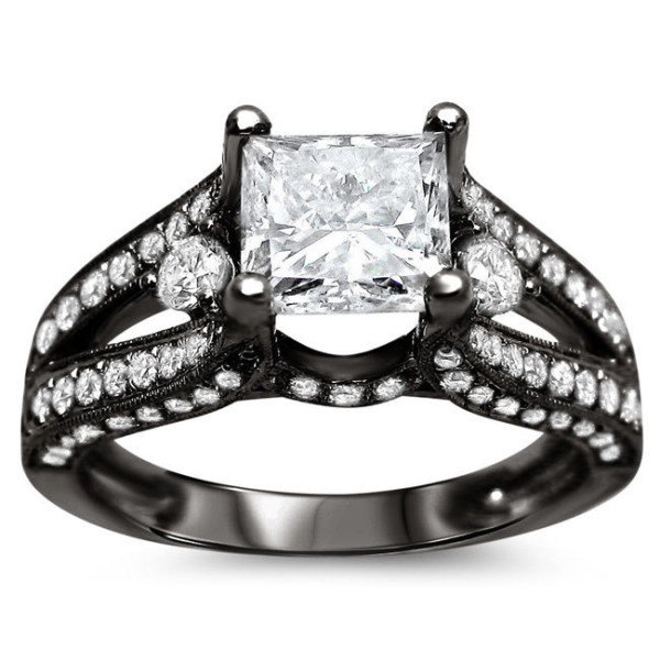 Black Gold 2 ct TDW Princess-cut Enhanced Diamond Engagement Ring - Handcrafted By Name My Rings™
