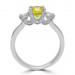 Gold 1 1/2ct Canary Yellow and White Round Diamond Three Stone Engagement Ring - Handcrafted By Name My Rings™