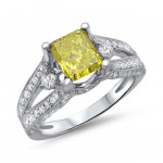 Gold 2ct TDW Canary Yellow Cushion-cut Diamond Engagement Ring - Handcrafted By Name My Rings™