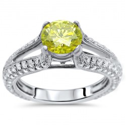 Gold 2ct TDW Yellow Round Diamond Engagement Ring - Handcrafted By Name My Rings™