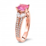 Rose Gold 1 3/5 TGW Cushion-cut Pink Sapphire 1/2ct TDW Diamond Engagement Ring - Handcrafted By Name My Rings™