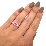 Rose Gold 1 3/5 TGW Cushion-cut Pink Sapphire 1/2ct TDW Diamond Engagement Ring - Handcrafted By Name My Rings™