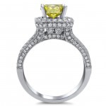 White Gold 1 3/4ct TDW Round Canary Yellow and White Diamond Square Engagement Ring - Handcrafted By Name My Rings™