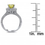 White Gold 1 3/4ct TDW Round Canary Yellow and White Diamond Square Engagement Ring - Handcrafted By Name My Rings™