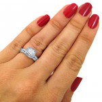 White Gold 1 3/5ct Cushion-cut Diamond Clarity Enhanced Bridal Ring Set - Handcrafted By Name My Rings™