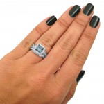 White Gold 1 9/10ct TDW Blue Princess Diamond Engagement Ring Set - Handcrafted By Name My Rings™