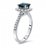 White Gold 1/2ct TDW Diamond and Blue Sapphire Engagement Ring - Handcrafted By Name My Rings™