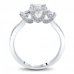 White Gold 1ct TGW Round Moissanite 3 Stone and 4/5ct TDW Diamond Engagement Ring - Handcrafted By Name My Rings™