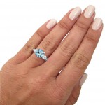 White Gold 2 1/2ct TGW Round-cut Aquamarine Diamond Engagement Ring 3 Stone - Handcrafted By Name My Rings™