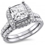 White Gold 2ct TDW Princess-cut Diamond Clarity-enhanced Bridal Set - Handcrafted By Name My Rings™