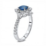 White Gold Blue Sapphire and 1/2ct TDW Diamond Engagement Ring - Handcrafted By Name My Rings™
