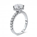 White Gold Round Moissanite and 1/2ct TDW Diamond Engagement Ring - Handcrafted By Name My Rings™