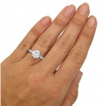 White Gold Round Moissanite and 1/2ct TDW Diamond Engagement Ring - Handcrafted By Name My Rings™