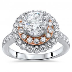 White Rose Gold 1 3/5 ct TDW Enhanced Round Diamond Engagement Ring - Handcrafted By Name My Rings™