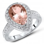 2 ct TGW Morganite Diamond Pear Shape Engagement Ring Gold - Handcrafted By Name My Rings™