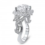 3 1/4ct TGW Round Moissanite Diamond Engagement Ring White Gold - Handcrafted By Name My Rings™