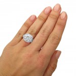 3 1/4ct TGW Round Moissanite Diamond Engagement Ring White Gold - Handcrafted By Name My Rings™