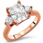 Collection Rose Gold 2k TGW Radiant-cut Moissanite 3-stone Diamond Engagement Ring - Handcrafted By Name My Rings™