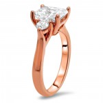 Collection Rose Gold 2k TGW Radiant-cut Moissanite 3-stone Diamond Engagement Ring - Handcrafted By Name My Rings™
