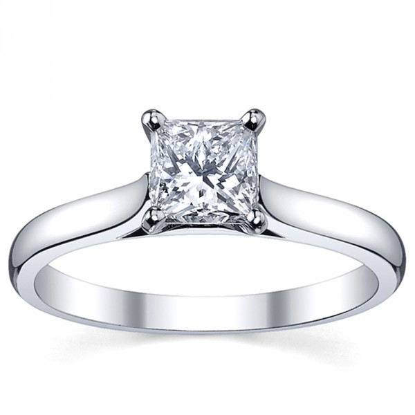 Platinum 1ct TDW White Princess Diamond Solitaire Engagement Ring - Handcrafted By Name My Rings™