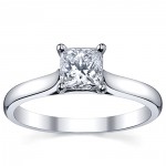 Platinum 1ct TDW White Princess Diamond Solitaire Engagement Ring - Handcrafted By Name My Rings™