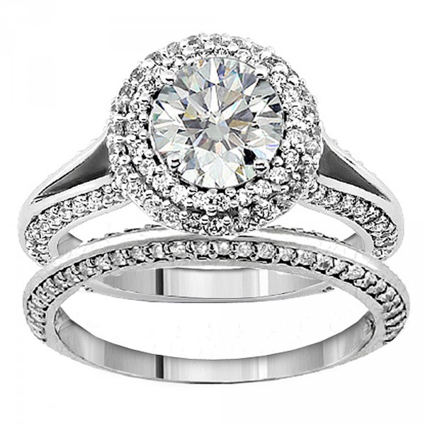 Platinum 2 1/5ct TDW Diamond Encrusted Halo Engagement Ring - Handcrafted By Name My Rings™