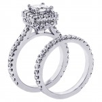 Platinum 2 3/5ct TDW Diamond Halo Bridal Ring Set - Handcrafted By Name My Rings™