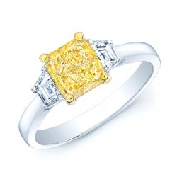 Platinum and Gold 1 1/2ct GIA-certified Fancy Light Yellow Diamond Engagement Ring - Handcrafted By Name My Rings™